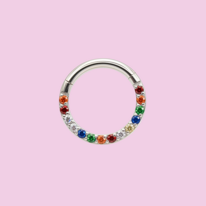 Piercing Aro Clicker Zirconias multicolor - Titanio