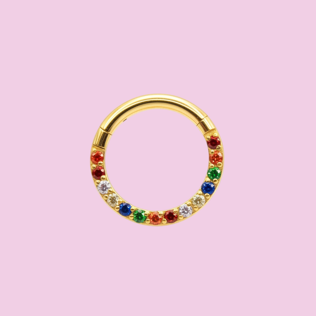 Piercing Aro Clicker Zirconias multicolor - Titanio