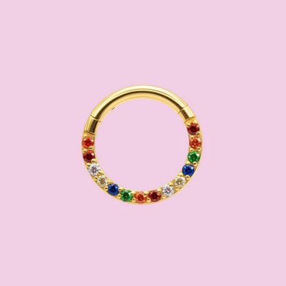 Piercing Aro Clicker Zirconias multicolor - Titanio
