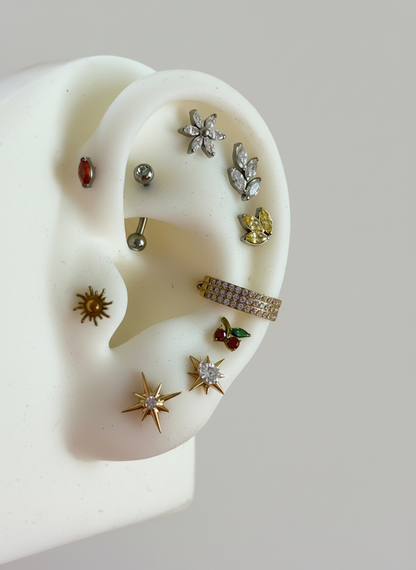 Labret Destello recubrimiento Dorado Zirconia Blanca - Titanio