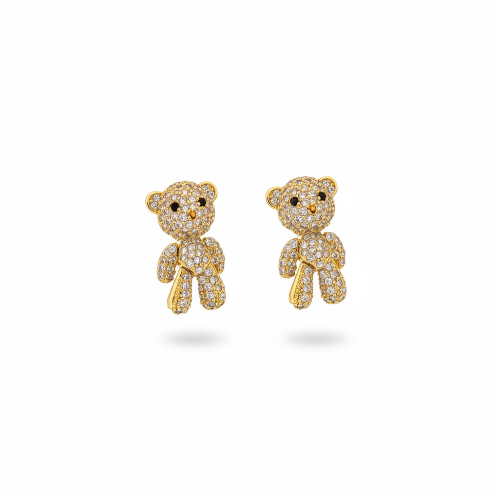 Aretes Osito Movil - Laminado de oro