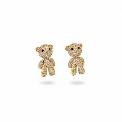 Aretes Osito Movil - Laminado de oro