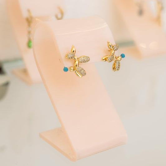 Aretes Perrito de globo - Oro laminado premium 14k