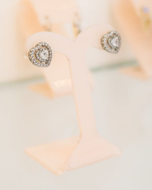 Aretes Corazón zirconia - Baño de Rodio