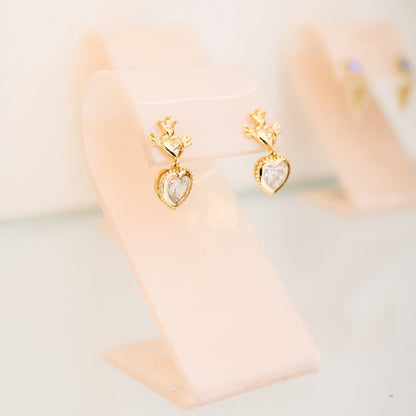 Aretes Corazón colgante - Oro laminado