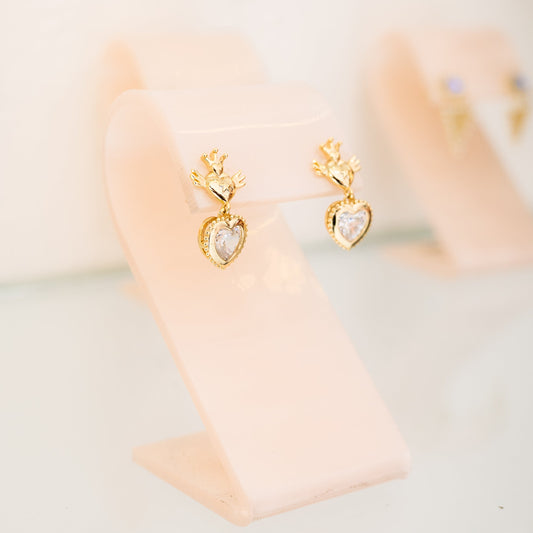 Aretes Corazón colgante - Oro laminado