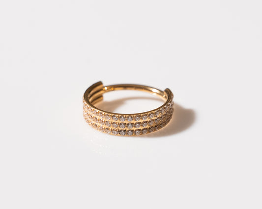 Aro clicker triple zirconia "MATISSE" plateado