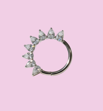 Aro Clicker 8 Zirconias Plateado - Titanio