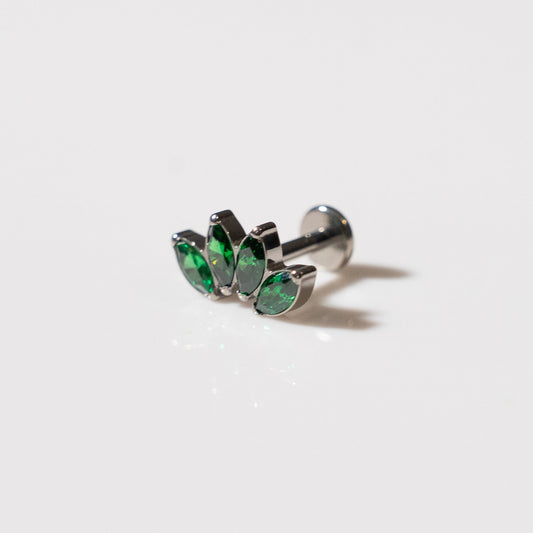 Labret Flor de Loto 4 Pétalos Verde - Titanio