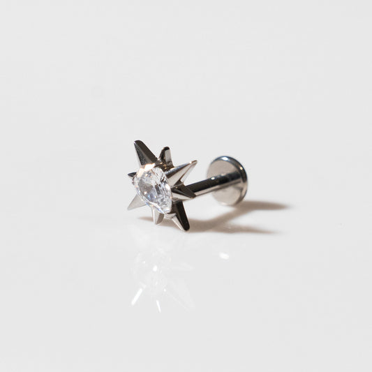Labret Destello Zirconia Blanca - Titanio