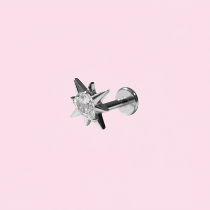 Piercing  Destello Zirconia Blanca - Titanio (Labret)