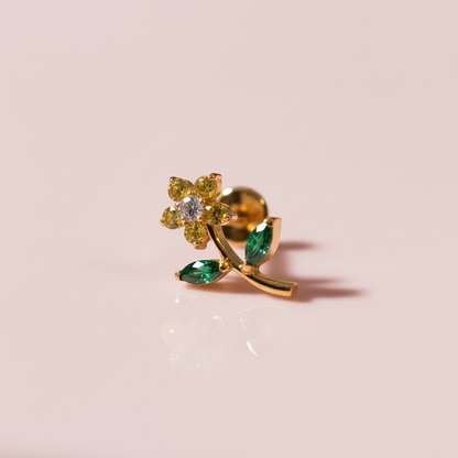 Labret Flor Completa Amarilla - Titanio