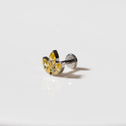 Piercing Flor de Loto Mini pétalos amarillos - Titanio