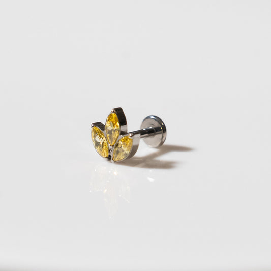 Labret Flor de Loto Mini pétalos amarillos - Titanio