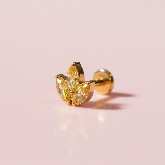 Piercing Flor de Loto Mini pétalos amarillos - Titanio