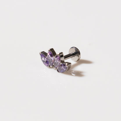 Piercing Flor de Loto 4 pétalos Morados - Titanio
