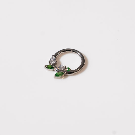 Aro Clicker Hojitas con Zirconias - Titanio