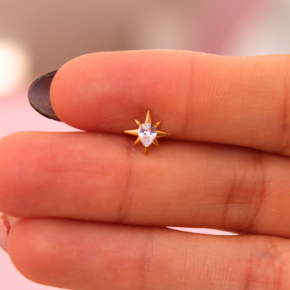 Labret Destello recubrimiento Dorado Zirconia Blanca - Titanio