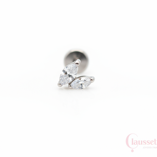 Labret hojita doble zirconias blancas - Titanio