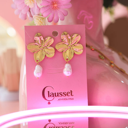Arete Flor con Perla