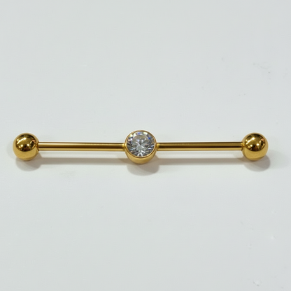 Piercing  Industrial con zirconia biselada plateado - Titanio