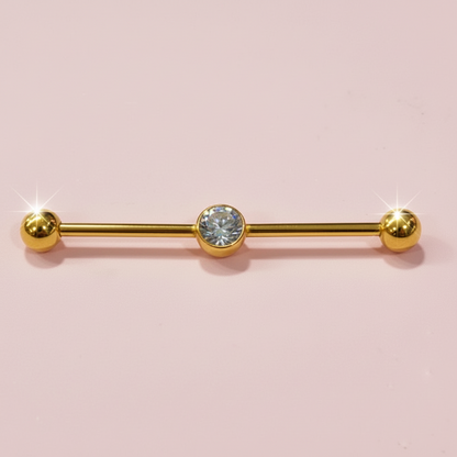 Piercing  Industrial con zirconia biselada plateado - Titanio