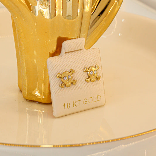 Broquel Calavera con Zirconia Oro 10K