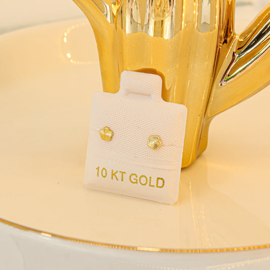 Broquel Flor Mini Diamantada Oro 10K