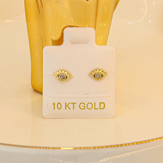 Broquel Ojo turco con Zirconia Oro 10K