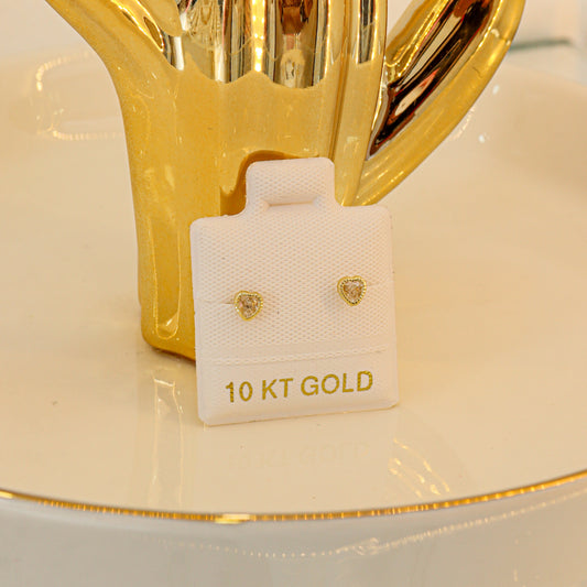 Broquel Bisel Corazón Diamante #3 Oro10K