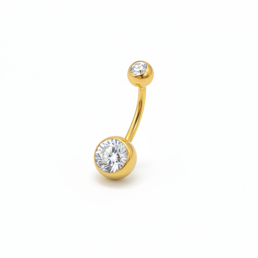 Piercing para Ombligo diseño con zirconia blanca - Titanio