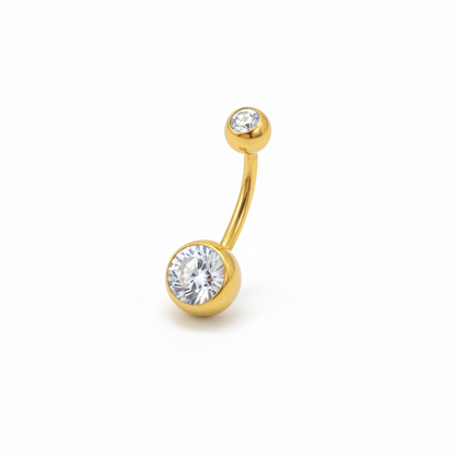 Piercing para Ombligo diseño con zirconia blanca - Titanio