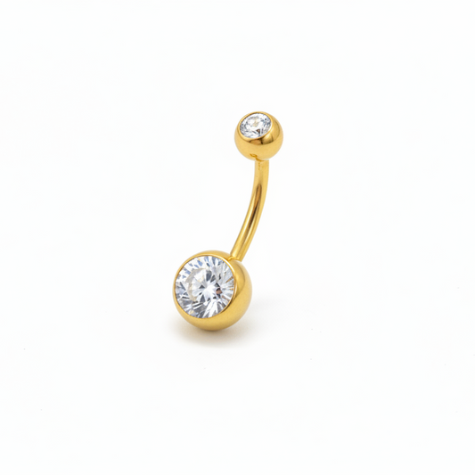 Piercing para Ombligo diseño con zirconia blanca - Titanio