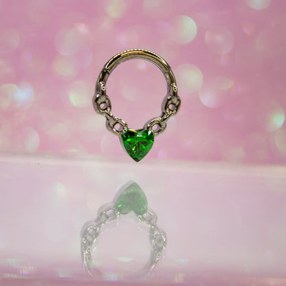 Aro clicker con zirconia verde - Titanio