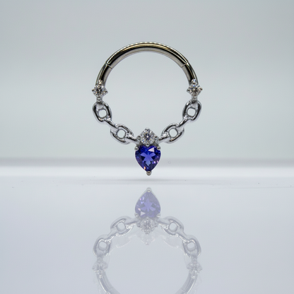 Aro clicker zirconia corazón morada - Titanio