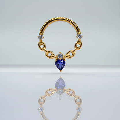 Aro clicker zirconia corazón morada - Titanio