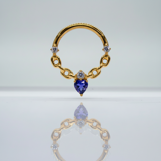 Aro clicker zirconia corazón morada - Titanio