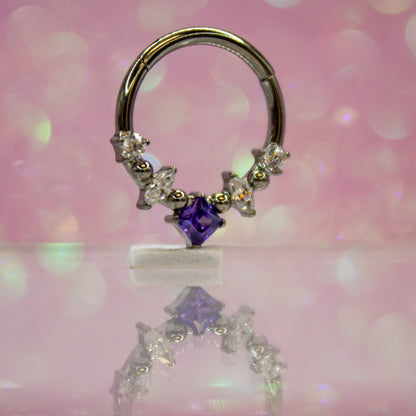 Aro clicker zirconia morada rombo - Titanio