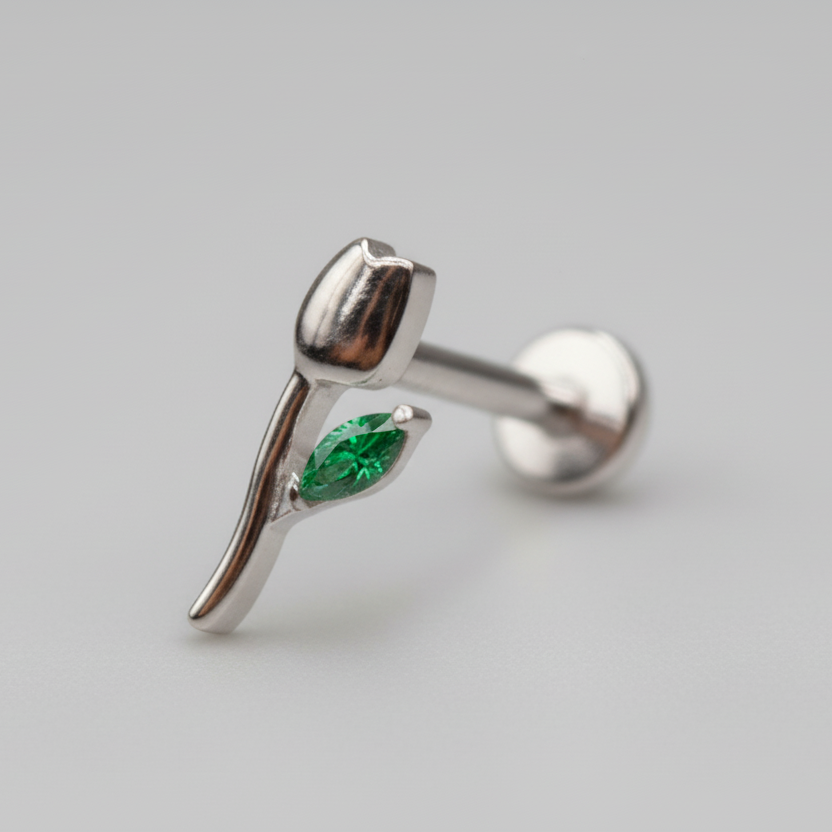 Piercing Tulipán verde - Titanio