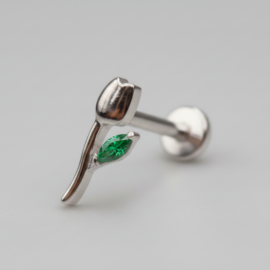 Piercing Tulipán verde - Titanio