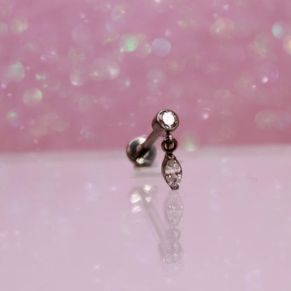 Labret Zirconia biselada con colgante - Titanio