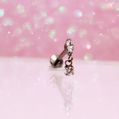 Labret zirconia Rombi con colgante - Titanio