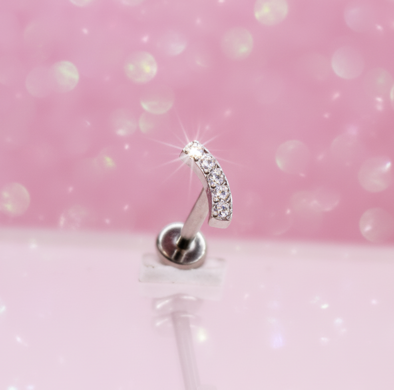 Piercing Arco zirconias blancas - Titanio