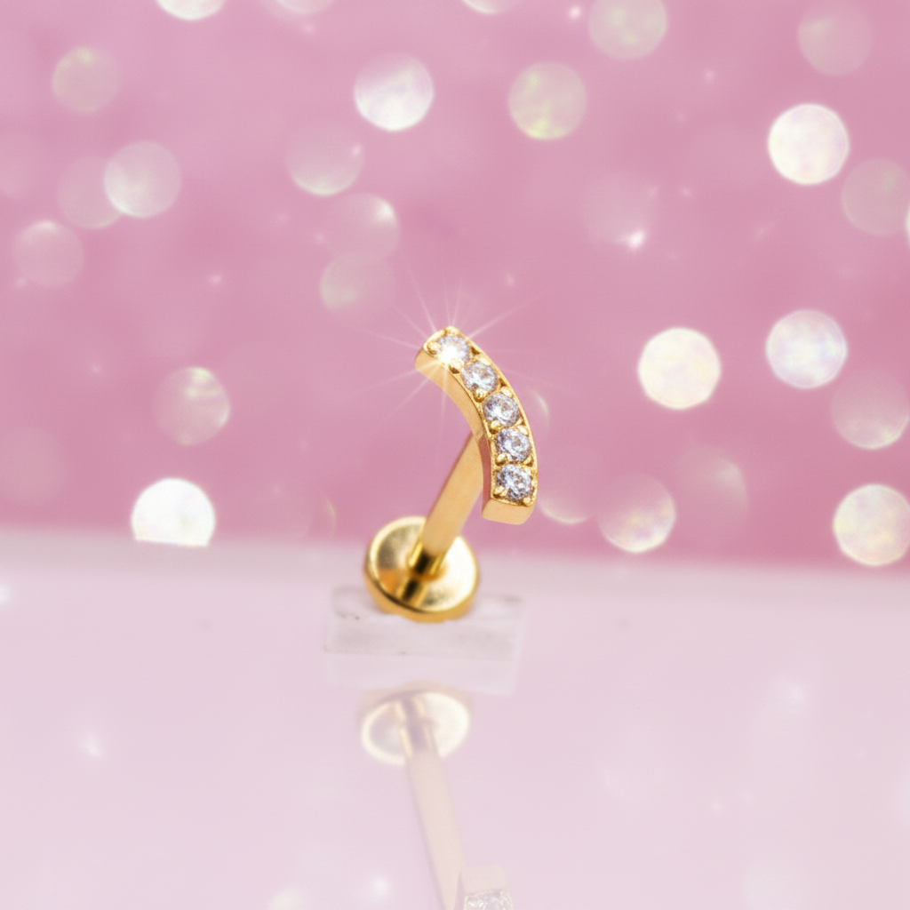 Piercing Arco zirconias blancas PVD GOLD- Titanio