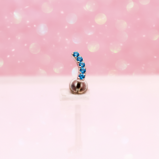 Piercing Arco con zirconias azules - Titanio