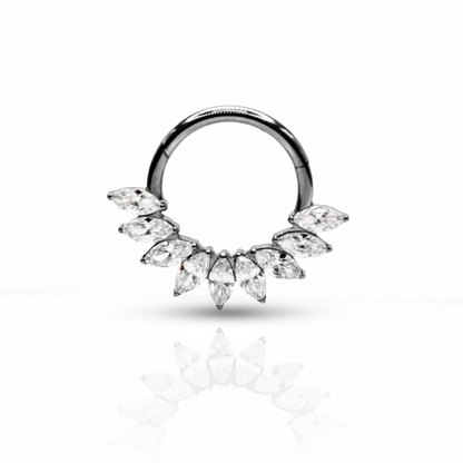 Aro clicker maxi diseño 9 zirconias - Titanio