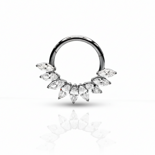 Aro clicker maxi diseño 9 zirconias - Titanio