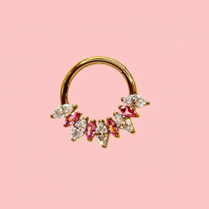 Aro clicker maxi diseño rosa con blanco - Titanio