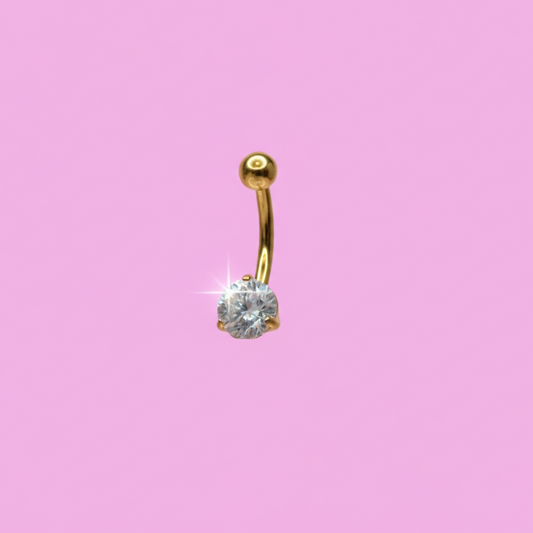 Piercing para ombligo zirconia blanca engarzada - Titanio