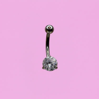 Piercing para ombligo zirconia blanca engarzada - Titanio